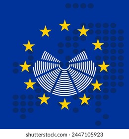 european parliament symbol and yellow stars, european elections vector poster