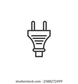 European Plug line icon. linear style sign for mobile concept and web design. Two-pin plug outline vector icon. Symbol, logo illustration. Vector graphics