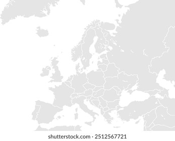 European political map. Grey vector illustration. World map vector, isolated on white background. Suitable for web site pattern, anual report, inphographics. Globe similar worldmap icon.