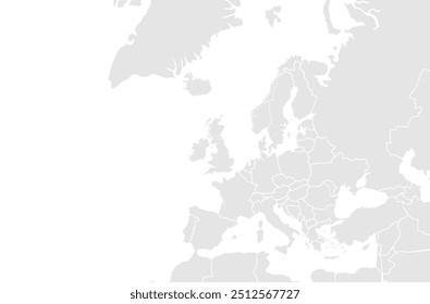 European political map. Very high resolution world map, isolated on white background. Infographic, Flat Earth, Globe similar worldmap icon. annual report, Travel worldwide, map silhouette backdrop.