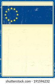 A european poster with a flag and a large copy space for your message.