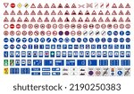 European road traffic signs set. Isolated symbols on white background. Vector illustration
