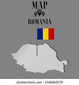 European Romania outline world map silhouette vector illustration, creative design background, national country flag, objects, element, symbols from countries all continents set.