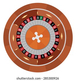European roulette vector illustration. Roulette wheel. Gambling game. Casino roulette wheel