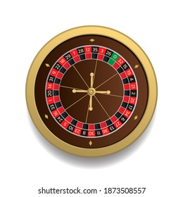 European roulette wheel online casino. Realistic style vector illustration isolated on white background. 
