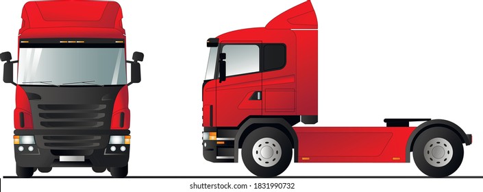 European Semi Truck version. Truck for the delivery of semi-trailers with loads. Vector illustration.