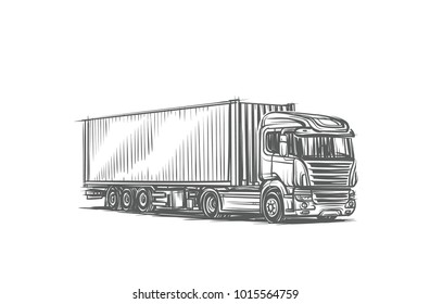 European Semitrailer truck illustration. Vector. 