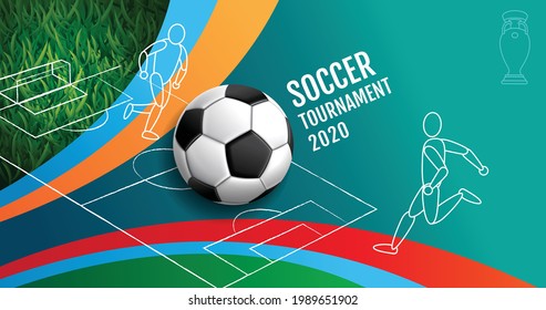 European Soccer Tournament, 2020-2021, background Illustration.