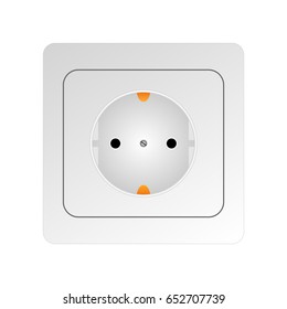 European socket with grounding, vector illustration, white background, eps 10
