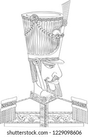 the European soldier with line art tattoo style
