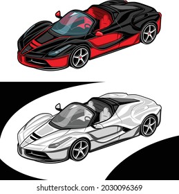 European Sport Cars Black Red and White