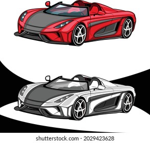 European Sport Cars Red Black and White