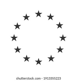 European star flag symbol. EU stars circle logo symbol. Round star frame template. Vector illustration image. Isolated on white background.