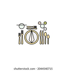 European, table etiquette colored icon. Can be used for web, logo, mobile app, UI, UX