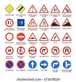 European Traffic Signs Set Vector Road Stock Vector (Royalty Free ...