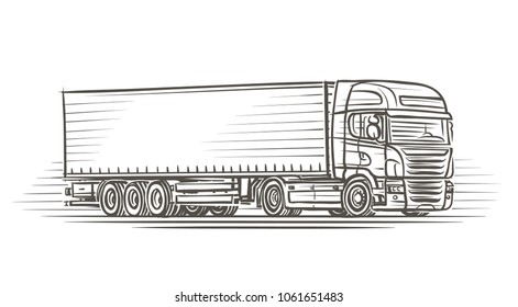 European Truck Line illustration. Vector.