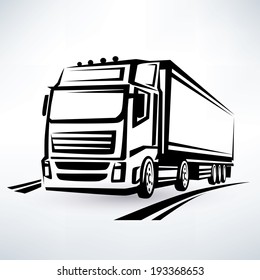  european truck outlined vector symbol