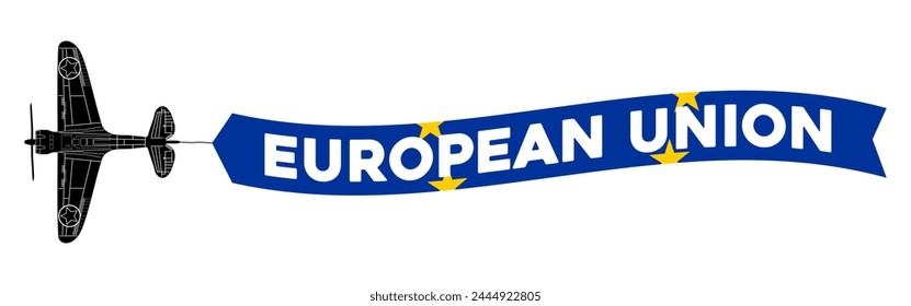 European Union advertisement banner is attached to the plane