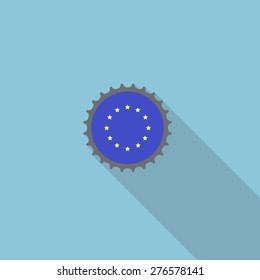 European Union bottle cap flat icon with long shadow. Vector illustration EPS10