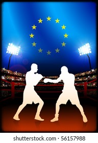 European Union Boxing on Stadium Background Original Illustration