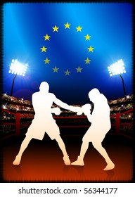 European Union Boxing on Stadium Background Original Illustration