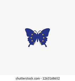  European Union butterfly flag graphic element Illustration template design