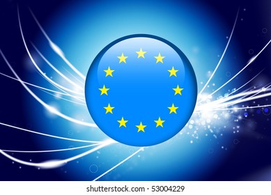 European Union Button on Abstract Modern Light Background Original Illustration