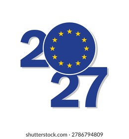 European Union circular flag icon. Vector illustration of the New Year icon for European Union in 2027. Happy New Year!