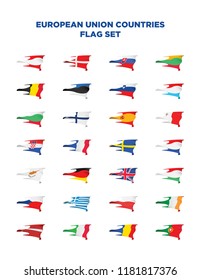 European union countries flag set