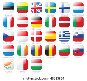 The European Union countries flags