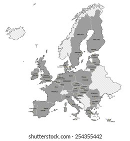 European Union countries on European Map