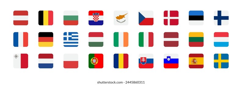 European union country flag. Nation flag of EU. Austria, Belgium, Denmark, France, Italy, Spain and other.