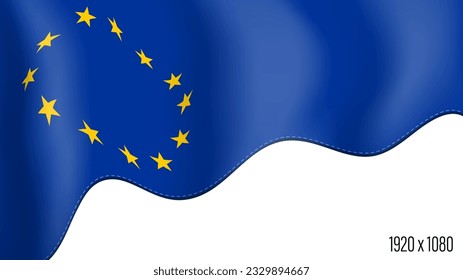 European Union country flag realistic independence day background. EU commonwealth banner in motion waving, fluttering in wind. Festive patriotic HD format template for independence day