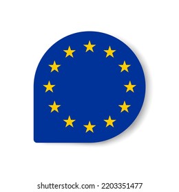 European Union drop flag icon with shadow on white background.