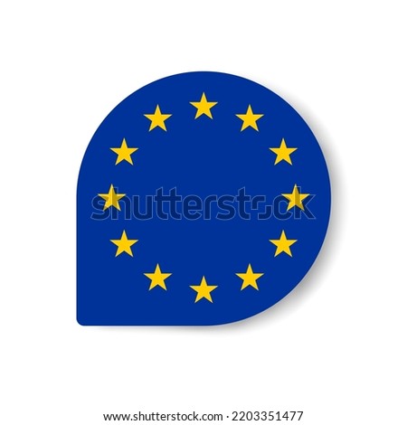 European Union drop flag icon with shadow on white background.