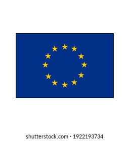 European Union (EU) Blue Flag With Yellow Stars In Circle Vector Rectangle Flag.