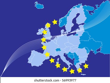 European union, EU,europe map countries. Each country in separate layer for easy editing.