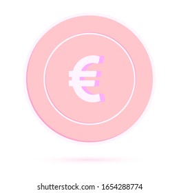 European Union Euro coin isolated on white background. EUR copper pink coin. Europe metal money. Fine cartoon vector illustration.