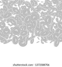 European Union Euro coins falling. Scattered black and white EUR floating coins. Jackpot or success concept. Imaginative top gradient square vector illustration.