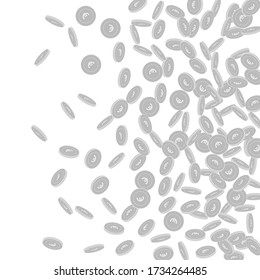 European Union Euro coins falling. Scattered black and white EUR small coins. Jackpot or success concept. Superb right gradient vector illustration.