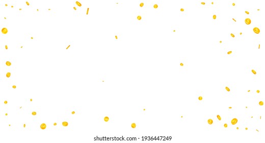 European Union Euro Coins Falling. Lovely Scattered EUR Coins. Europe Money. Adorable Jackpot, Wealth Or Success Concept. Vector Illustration.