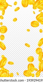 European Union Euro coins falling. Amusing scattered EUR coins. Europe money. Bewitching jackpot, wealth or success concept. Vector illustration.