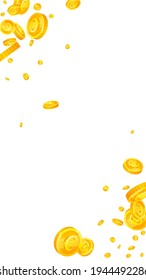 European Union Euro coins falling. Majestic scattered EUR coins. Europe money. Charming jackpot, wealth or success concept. Vector illustration.