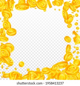 European Union Euro coins falling. Emotional scattered EUR coins. Europe money. Stunning jackpot, wealth or success concept. Vector illustration.