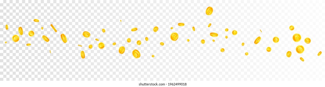 European Union Euro coins falling. Brilliant scattered EUR coins. Europe money. Popular jackpot, wealth or success concept. Vector illustration. svg