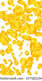 European Union Euro coins falling. Mesmeric scattered EUR coins. Europe money. Exceptional jackpot, wealth or success concept. Vector illustration.