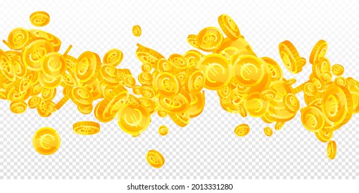 European Union Euro coins falling. Ideal scattered EUR coins. Europe money. Appealing jackpot, wealth or success concept. Vector illustration.