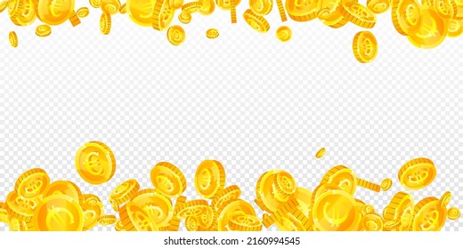 European Union Euro Coins Falling. Favorable Scattered EUR Coins. Europe Money. Amusing Jackpot, Wealth Or Success Concept. Vector Illustration.