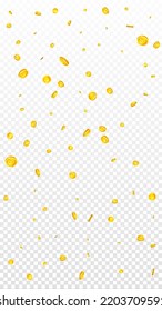 European Union Euro coins falling. Scattered gold EUR coins. Europe money. Jackpot wealth or success concept. Vector illustration.