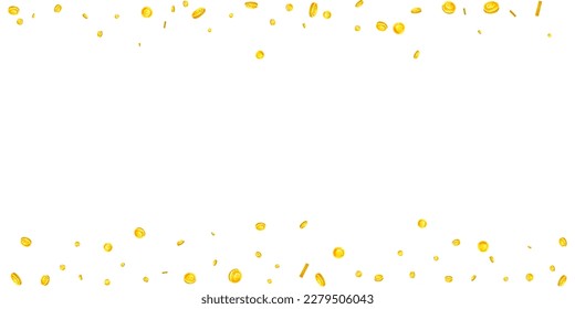 European Union Euro coins falling. Scattered gold EUR coins. Europe money. Great business success concept. Wide vector illustration.